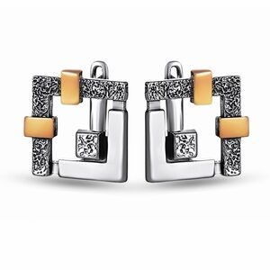 Elegant Sterling Silver and Gold Gilding Geometric Earrings